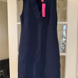Lilly Pulitzer Navy Ruffle V-Neck Mini Dress